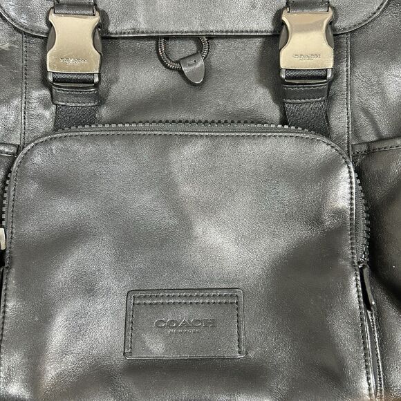 COACH MEN’S LEATHER TRACK BACKPACK - C2710 BLACK - Picture 8 of 11